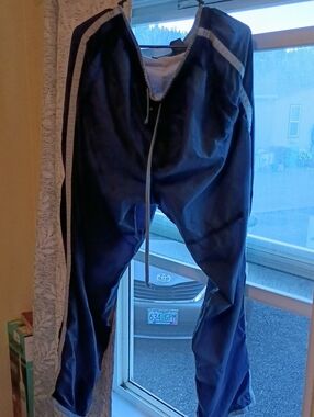 Men's Navy Track Pants with Side Stripe
